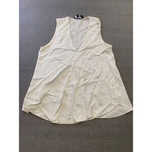 Theory Women's Medium White Cream Top Blouse Sleeveless V Neck